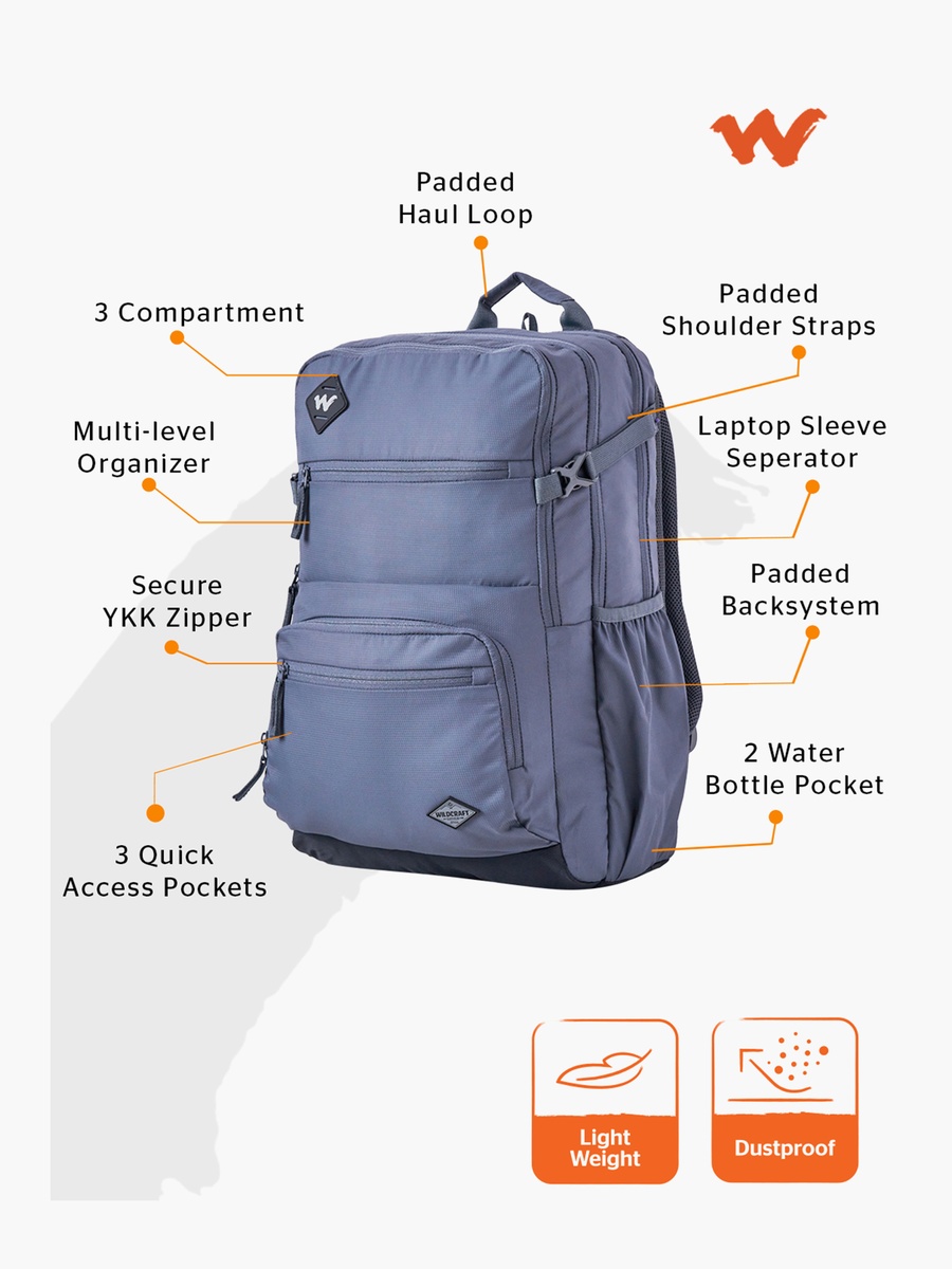 Solid School Backpack with Adjustable Shoulder Straps - 25x32x46 cm