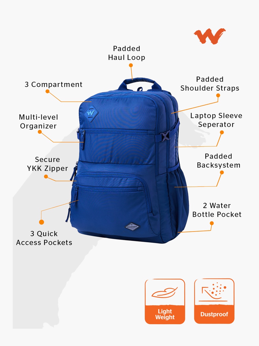 Solid School Backpack with Adjustable Shoulder Straps - 25x32x46 cm