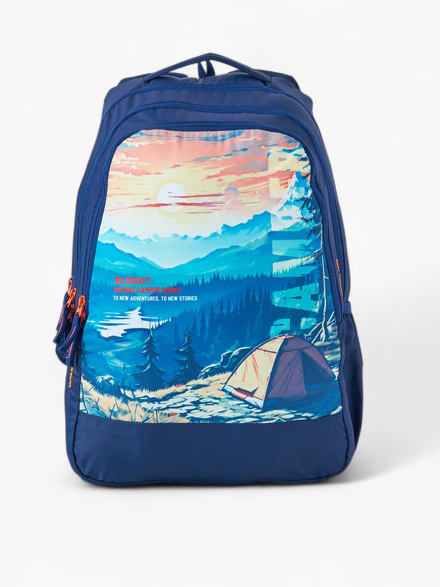 Graphic Print School Backpack with Adjustable Shoulder Straps - 21x34x48 cm