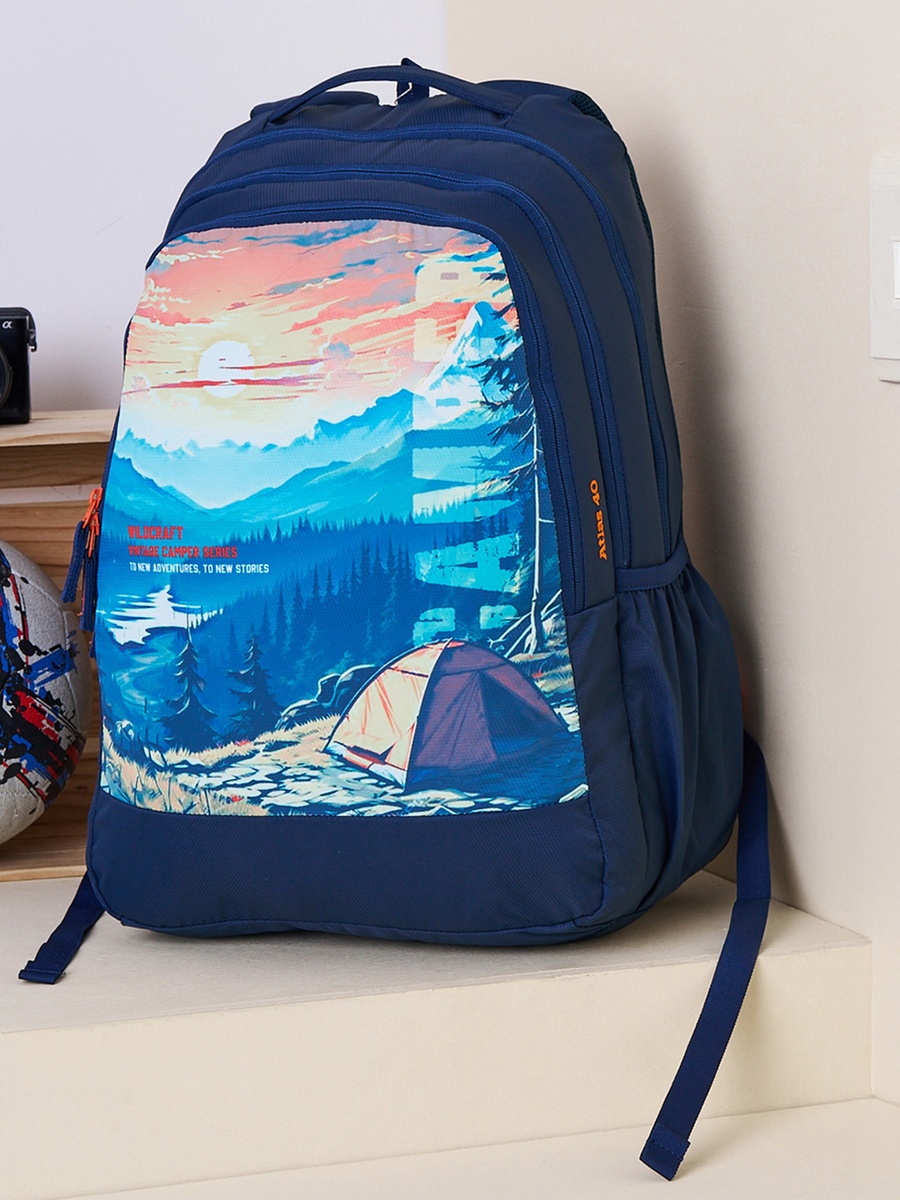 Graphic Print School Backpack with Adjustable Shoulder Straps - 21x34x48 cm