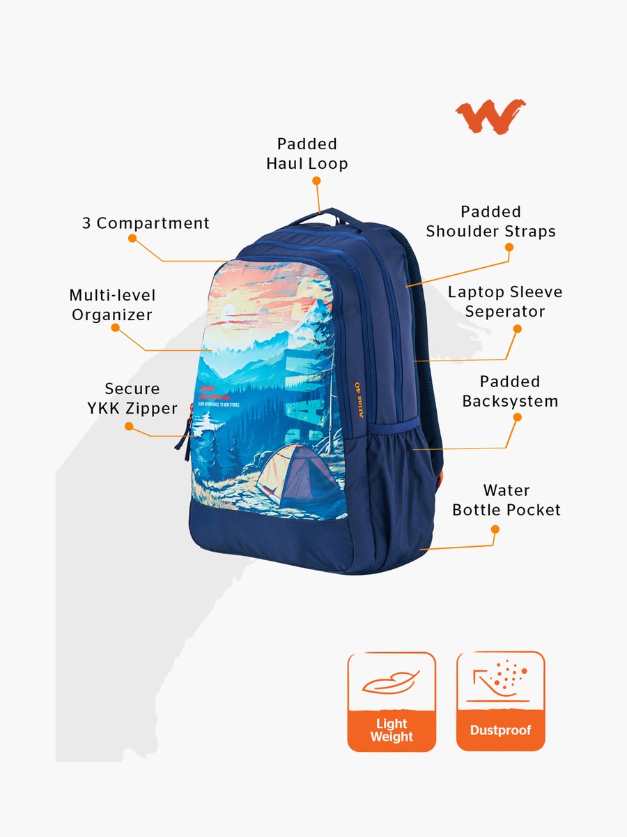 Graphic Print School Backpack with Adjustable Shoulder Straps - 21x34x48 cm