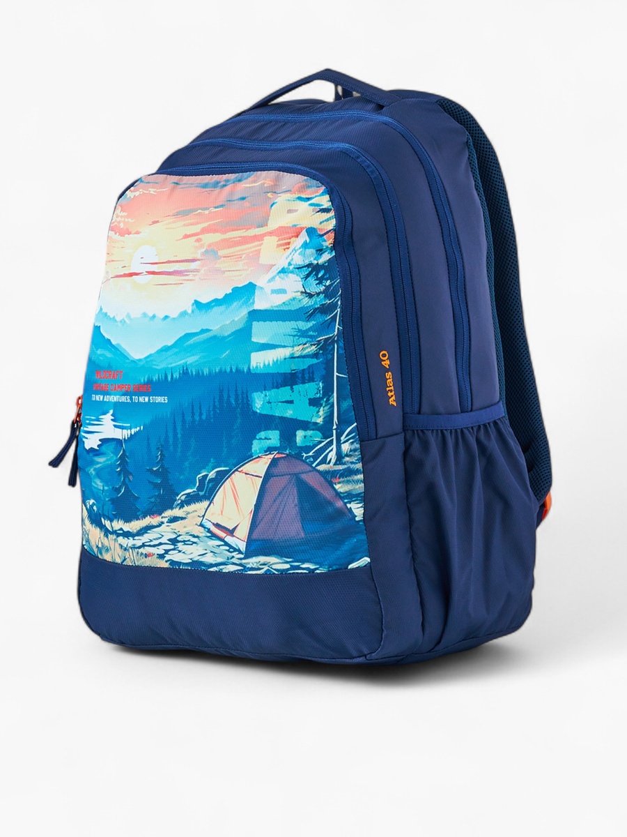Graphic Print School Backpack with Adjustable Shoulder Straps - 21x34x48 cm