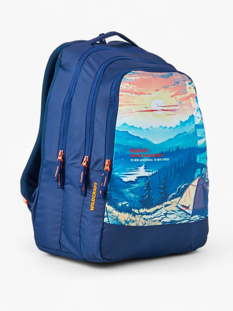 Graphic Print School Backpack with Adjustable Shoulder Straps - 21x34x48 cm