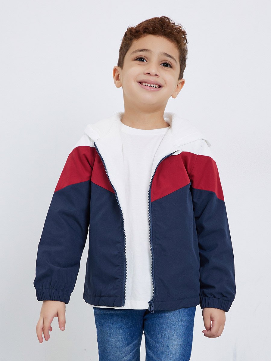 Boys Color Block Zip Up Jacket