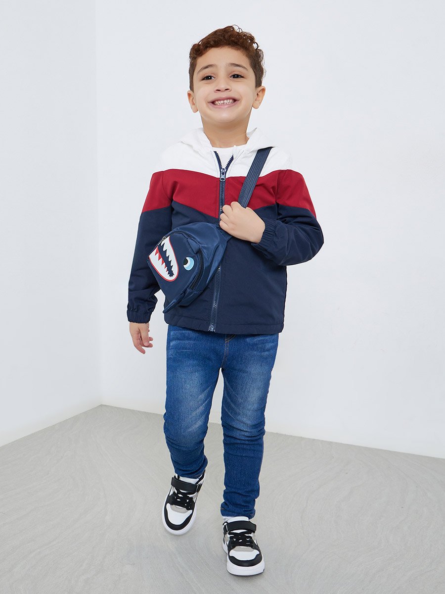 Boys Color Block Zip Up Jacket