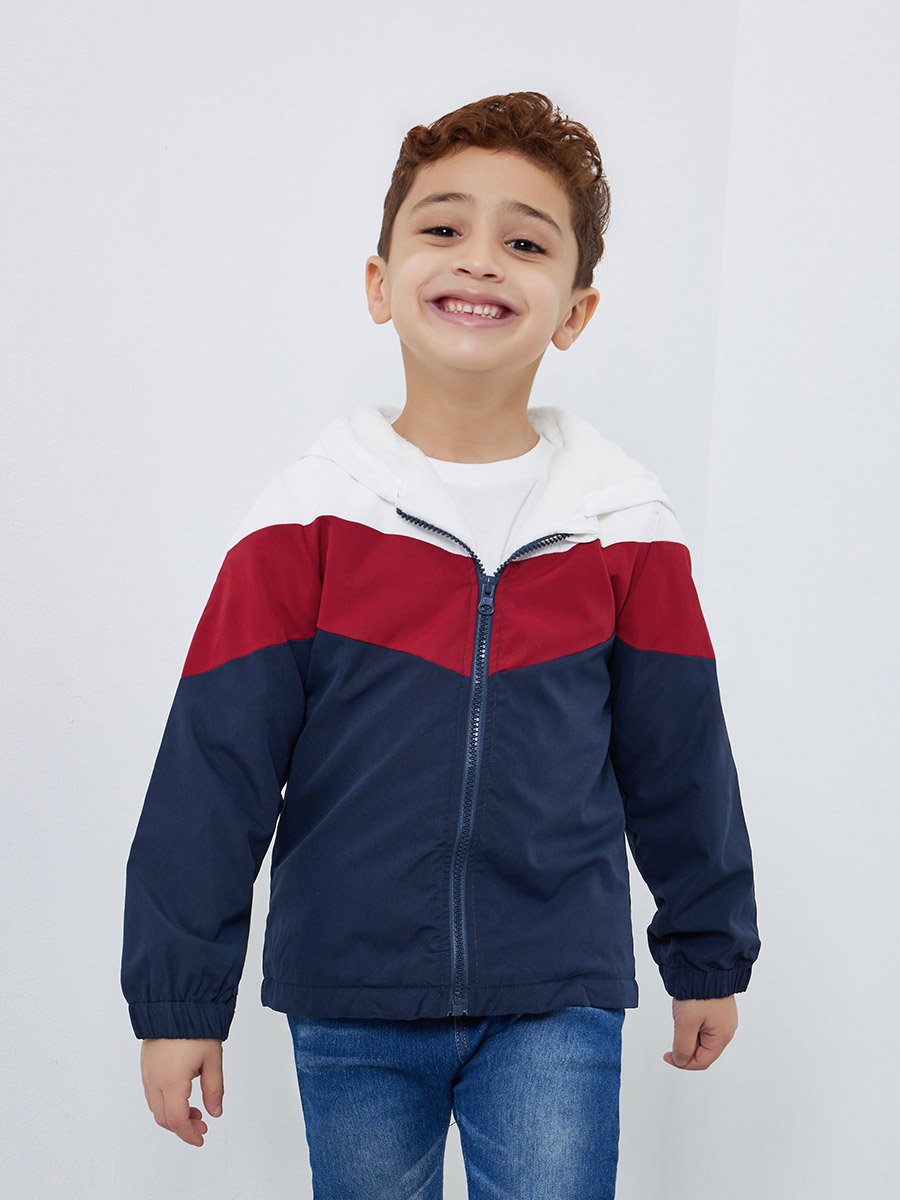 Boys Color Block Zip Up Jacket