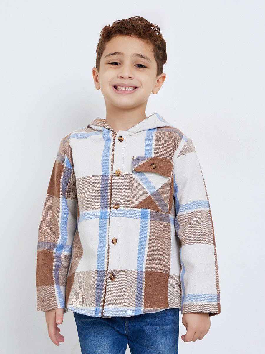 Checked Hooded Shacket