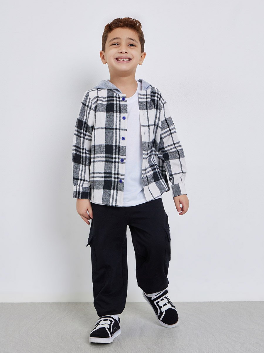Checked Hooded Shacket