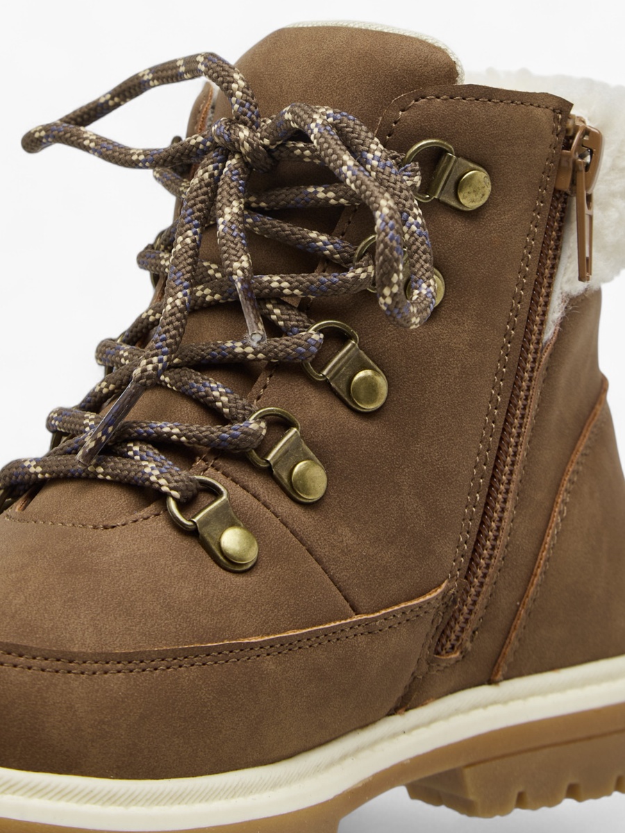 Solid Faux Fur Trim Boots with Zip Closure
