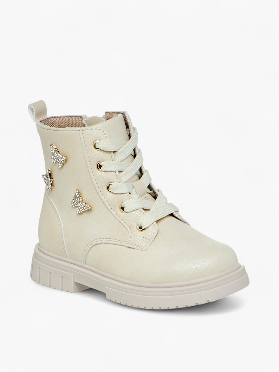 Butterfly Accent High Cut Boots with Zip Closure