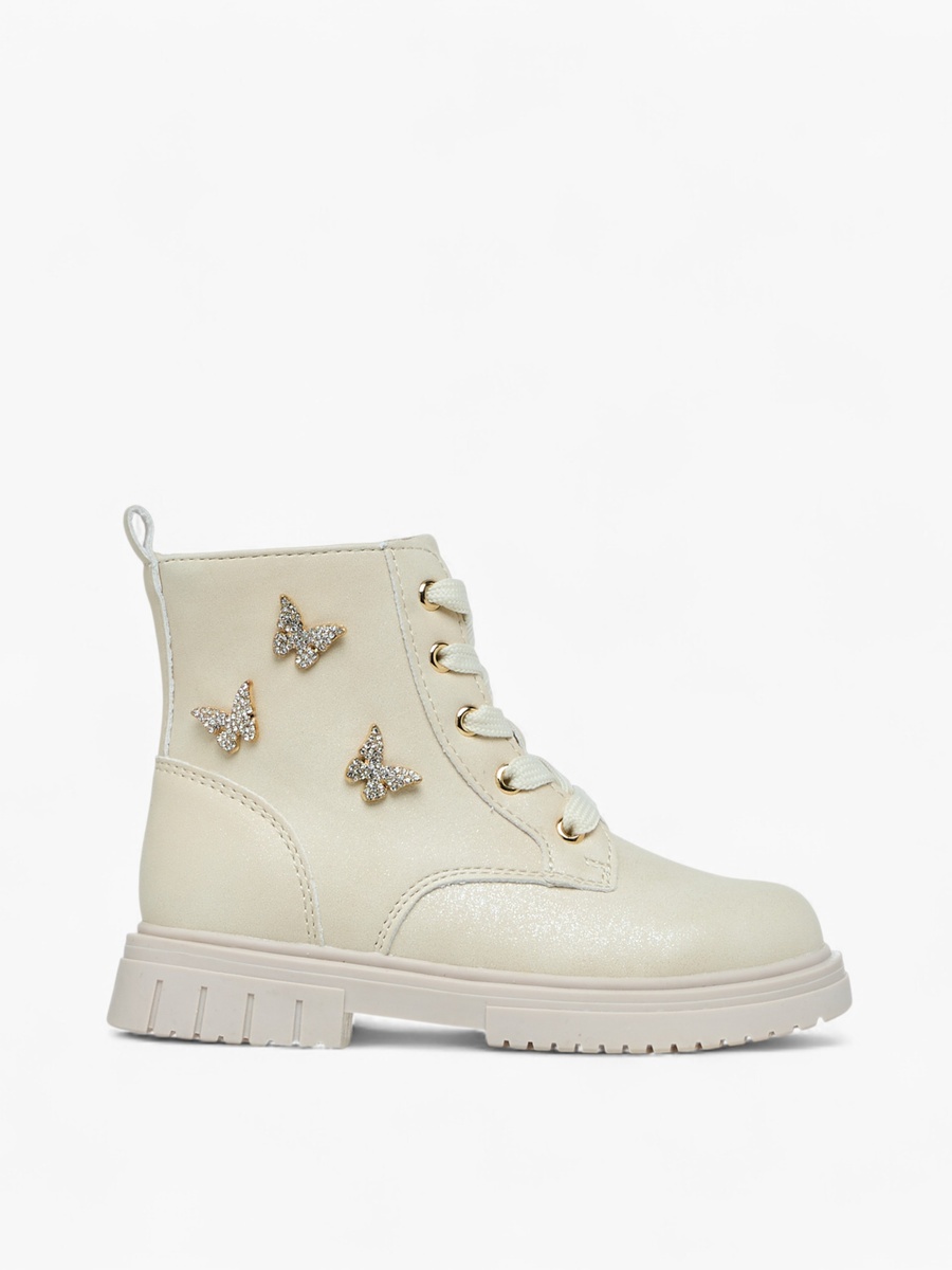 Butterfly Accent High Cut Boots with Zip Closure