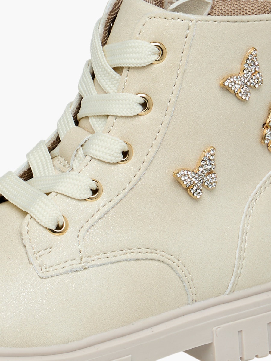 Butterfly Accent High Cut Boots with Zip Closure