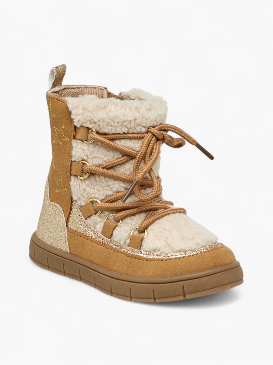 Panelled Lace-Up Ankle Boots with Pull Tabs