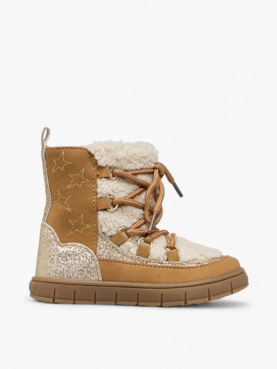 Panelled Lace-Up Ankle Boots with Pull Tabs