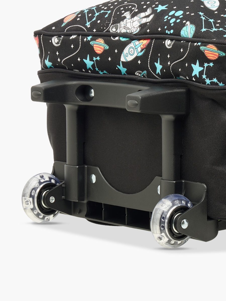 Astronaut Glow-in-the-Dark Print Trolley Backpack with Retractable Handle - 27x14x21 cm
