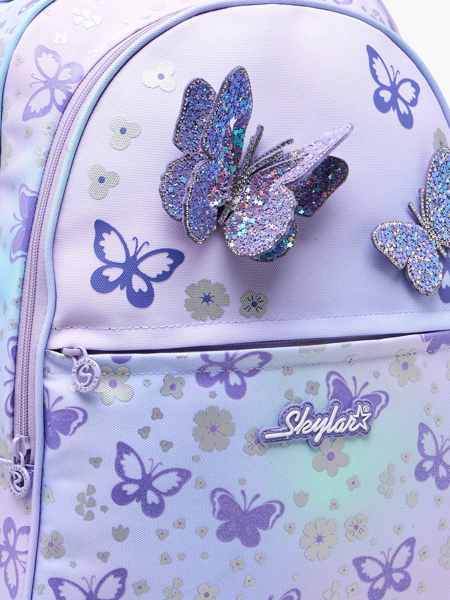 Butterfly Trolley Bag for Girls 5-8 Years with Padded Shoulder Straps