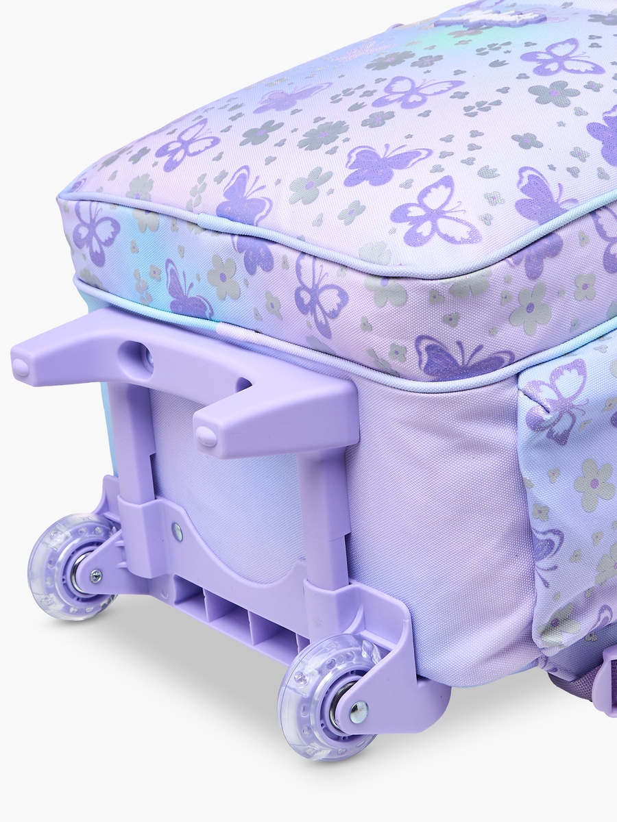 Butterfly Trolley Bag for Girls 5-8 Years with Padded Shoulder Straps