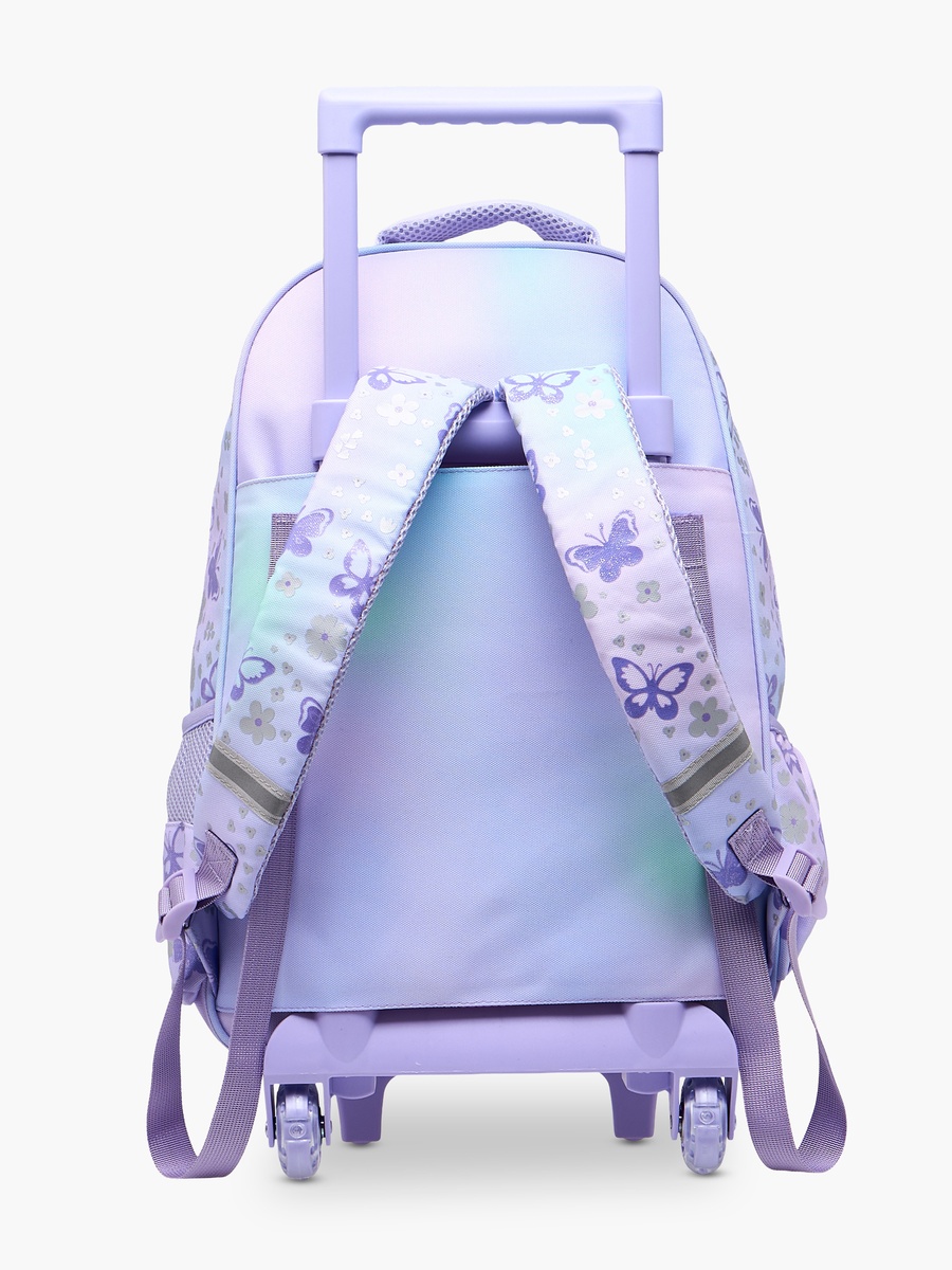 Butterfly Trolley Bag for Girls 5-8 Years with Padded Shoulder Straps