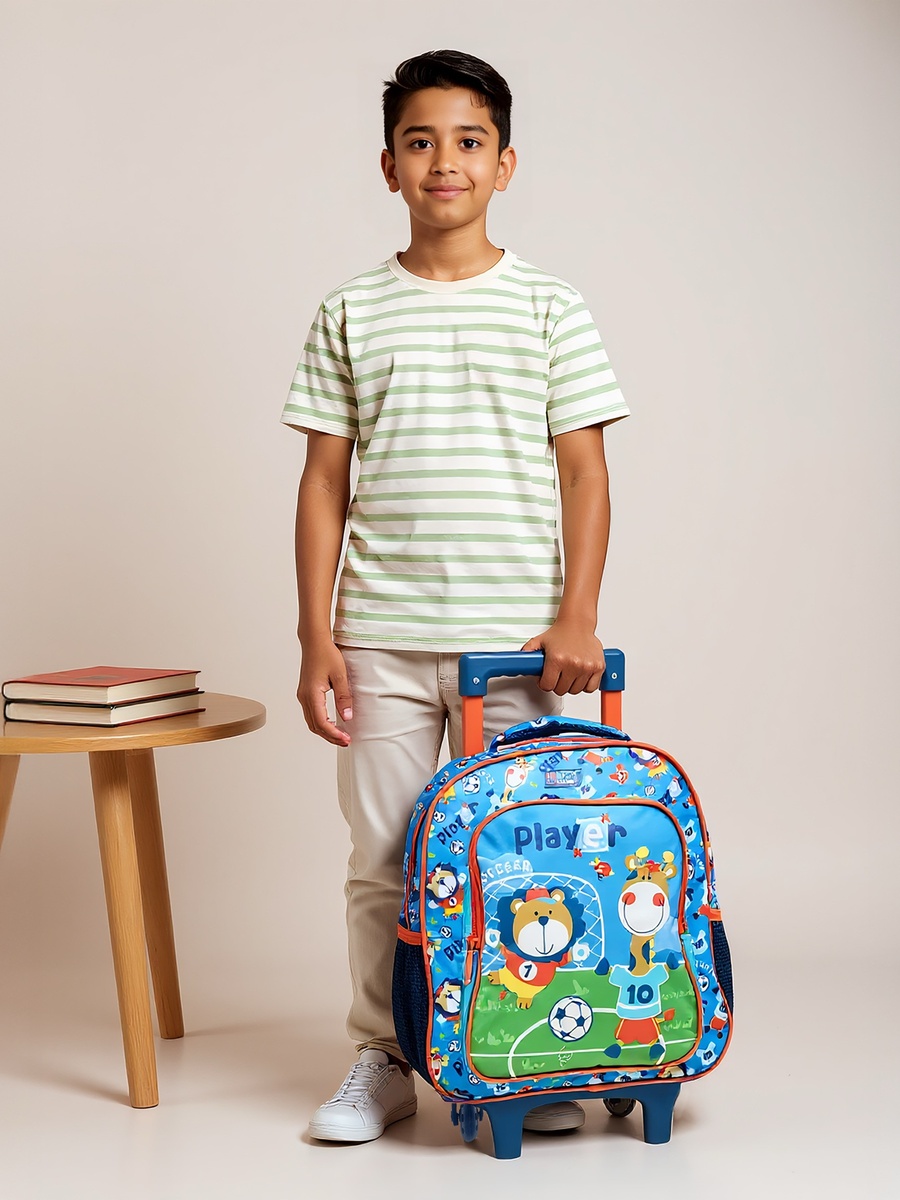 3-Piece Animal Print 12-inch Trolley Backpack Set -  27x10x31 cms