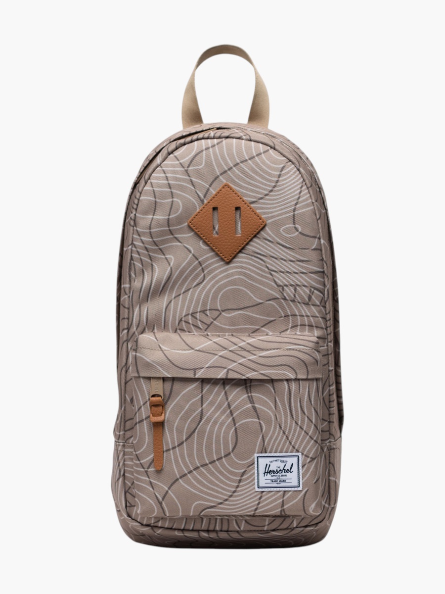 Printed Sling Backpack with Adjustable Strap and Zip Closure - 39x19x15 cm