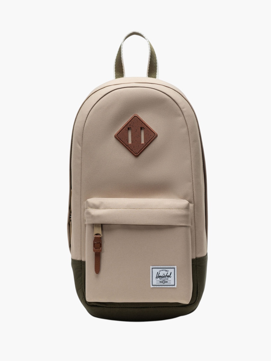 Solid Sling Backpack with Adjustable Strap and Zip Closure - 39x19 cm