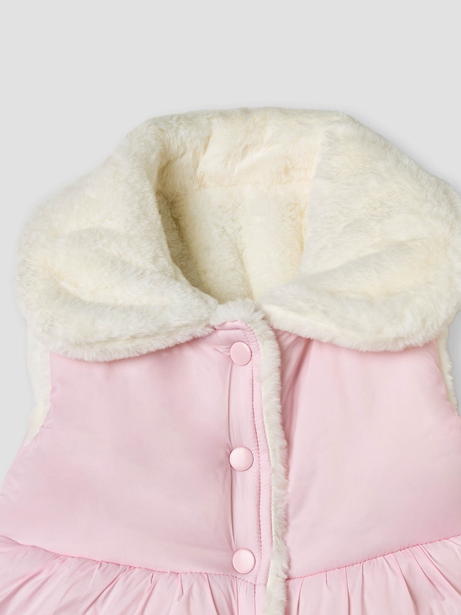 Solid Button Through Sleeveless Puffer Jacket