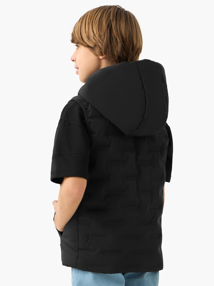 Hooded Padded Jacket with Pockets and Zip Closure