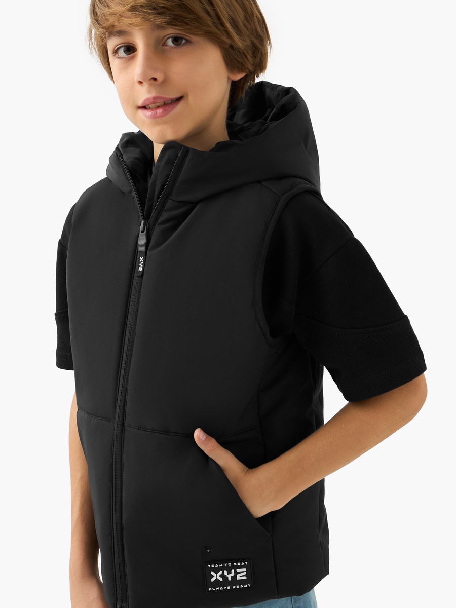 Hooded Padded Jacket with Pockets and Zip Closure