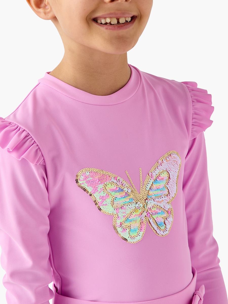 Butterfly Embellished Swimsuit with Skirt