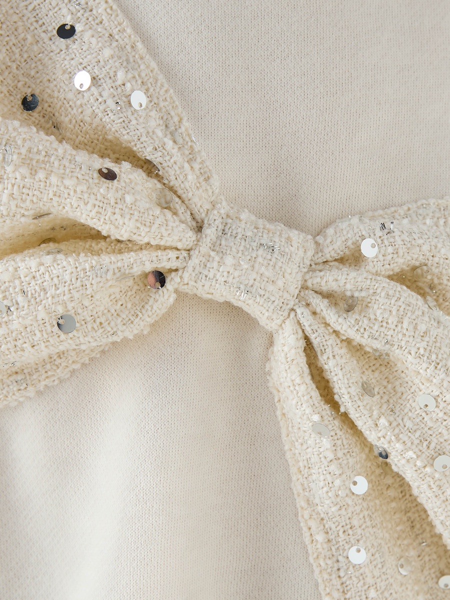 Embellished Bow Accent Sweater with Long Sleeves