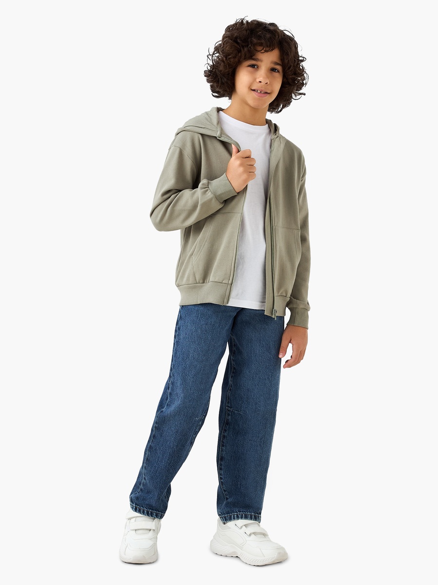 Solid Hooded Jacket with Zip Closure