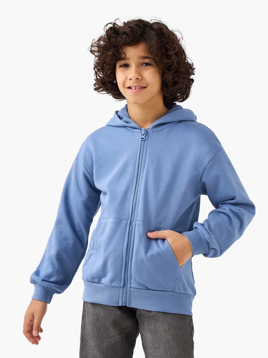 Solid Hooded Jacket with Zip Closure