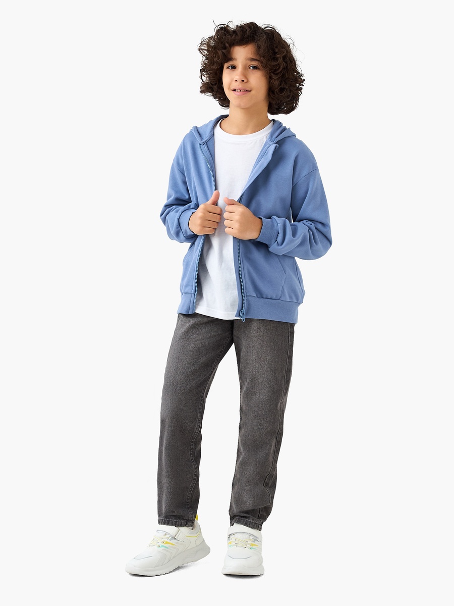 Solid Hooded Jacket with Zip Closure