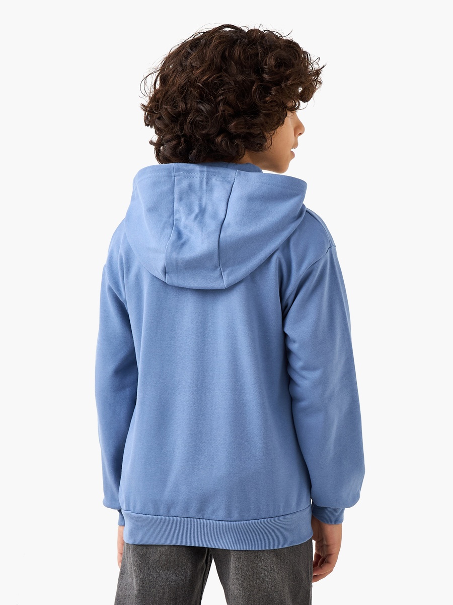 Solid Hooded Jacket with Zip Closure