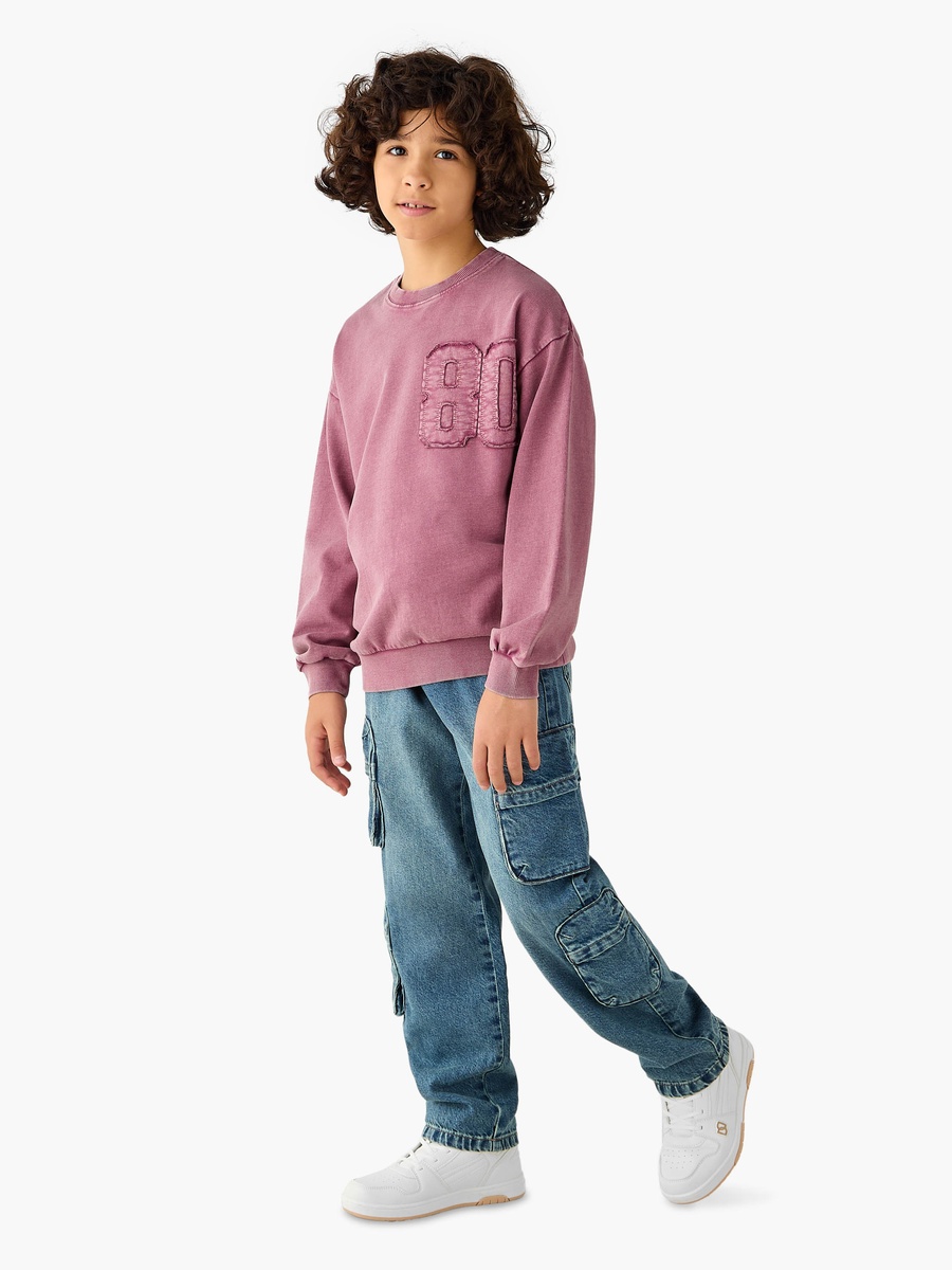Number Applique Sweatshirt with Long Sleeves