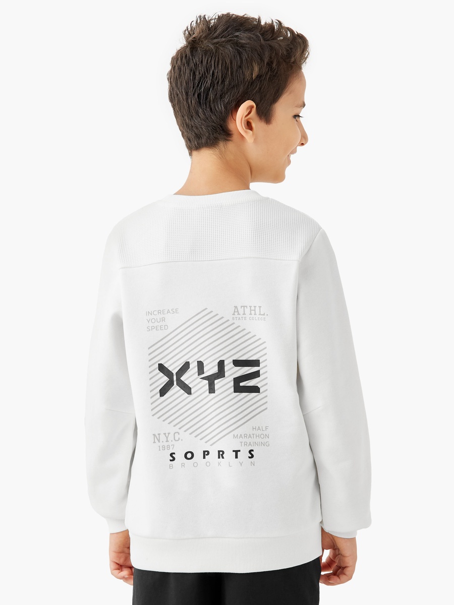 Printed Pullover with Crew Neck and Long Sleeves