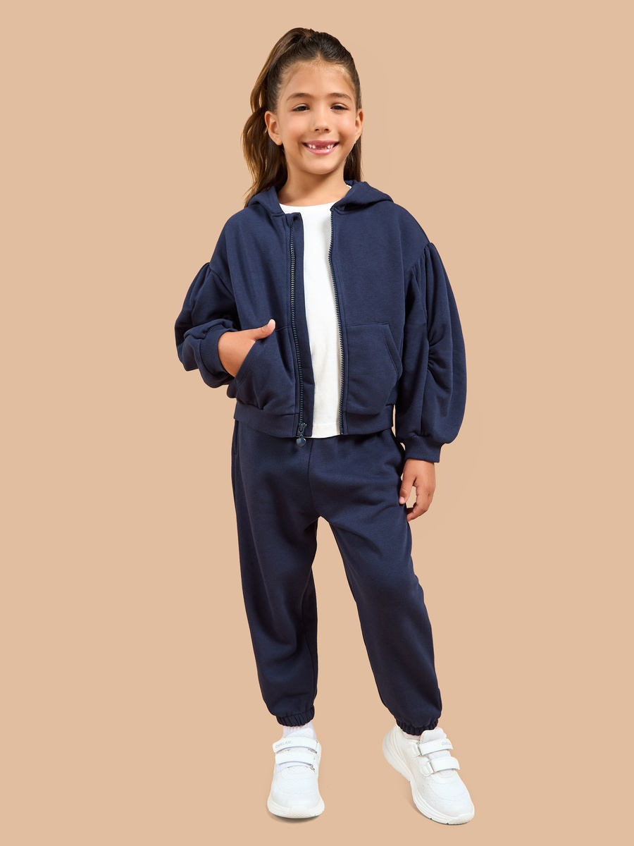 Solid Zip Through Hoodie with Long Sleeves