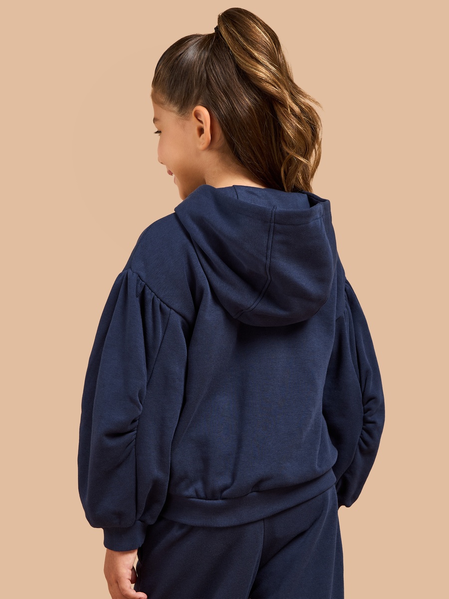 Solid Zip Through Hoodie with Long Sleeves