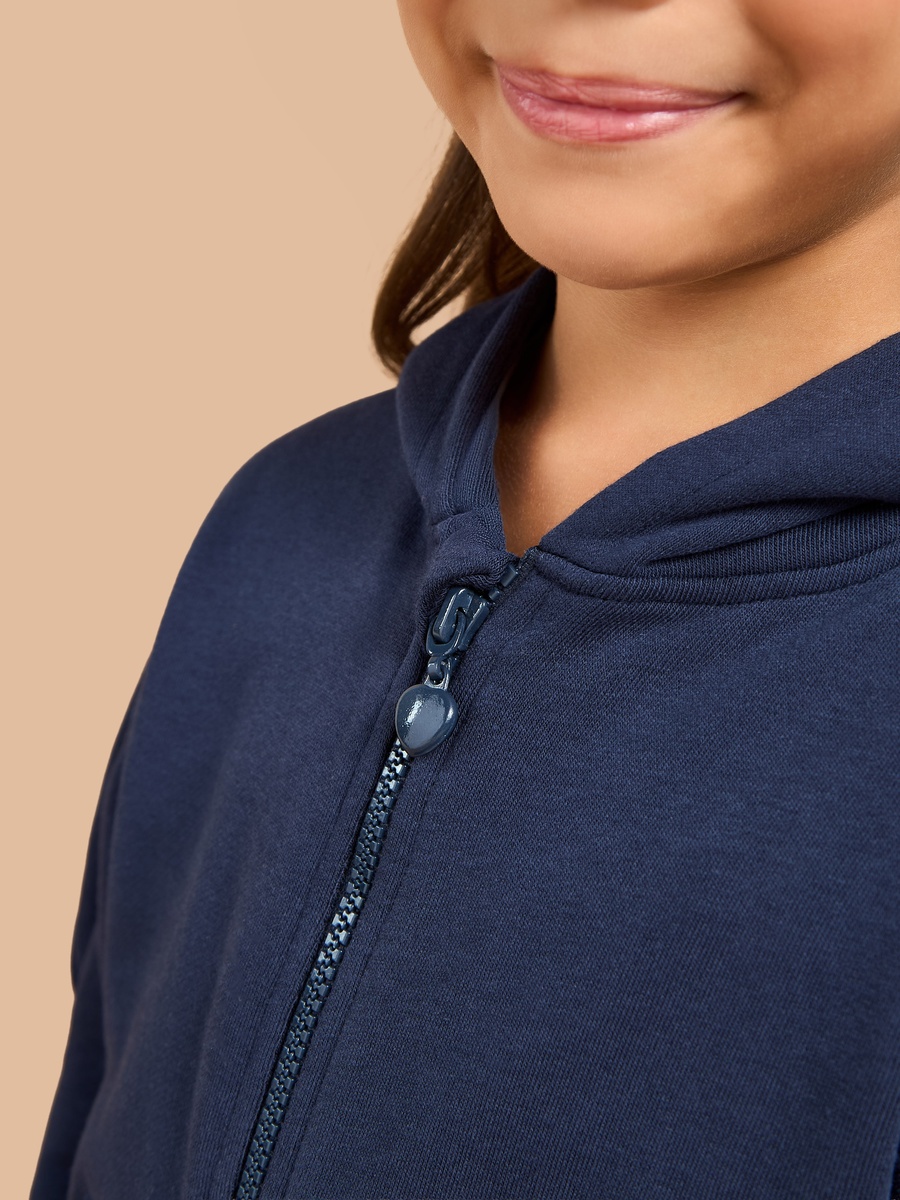 Solid Zip Through Hoodie with Long Sleeves
