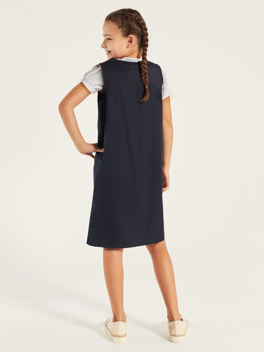 Solid Pinafore with Ruffle Detail