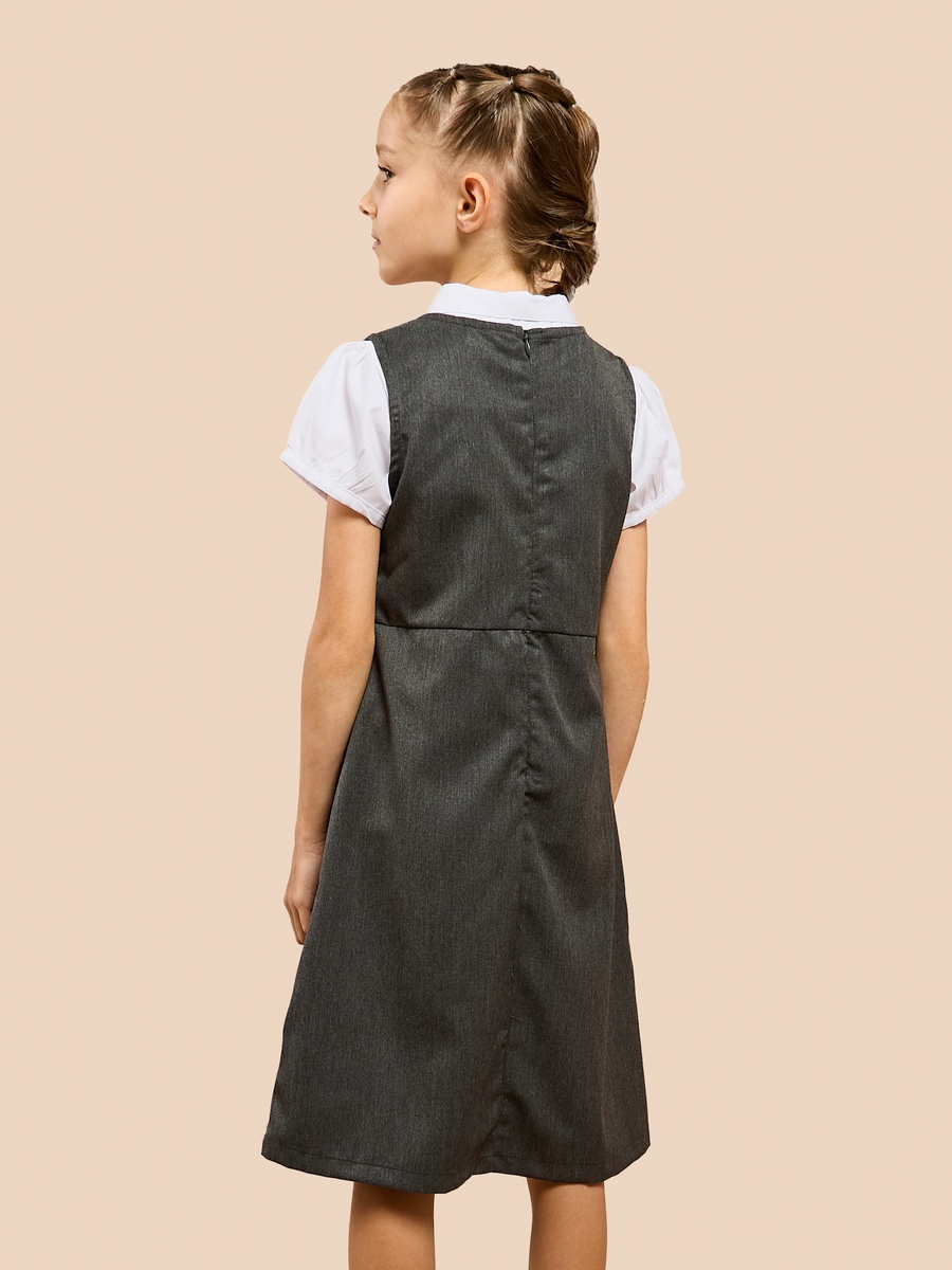 Solid Pinafore Dress with Button Detail