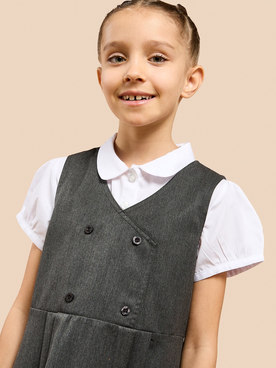 Solid Pinafore Dress with Button Detail