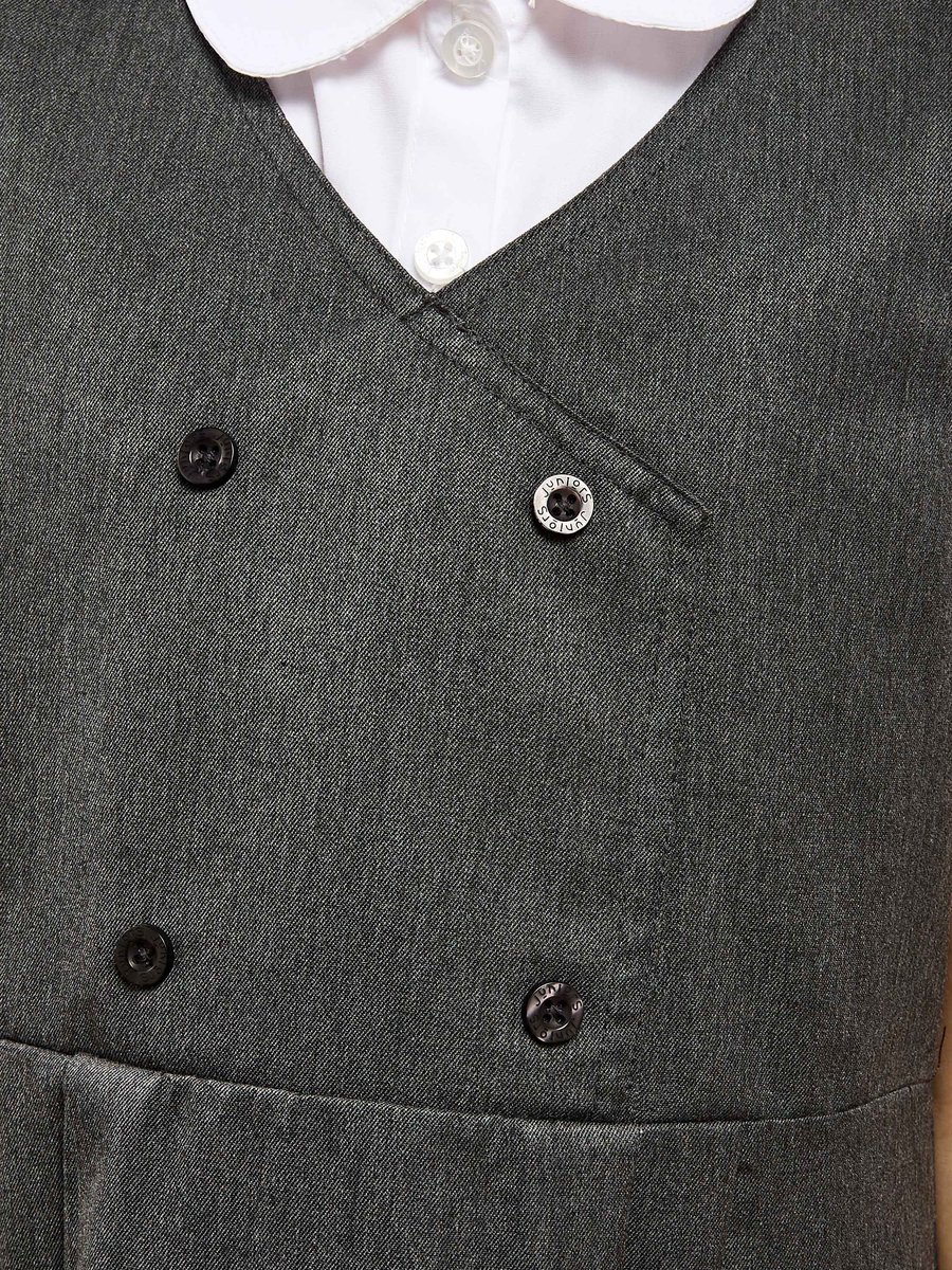 Solid Pinafore Dress with Button Detail