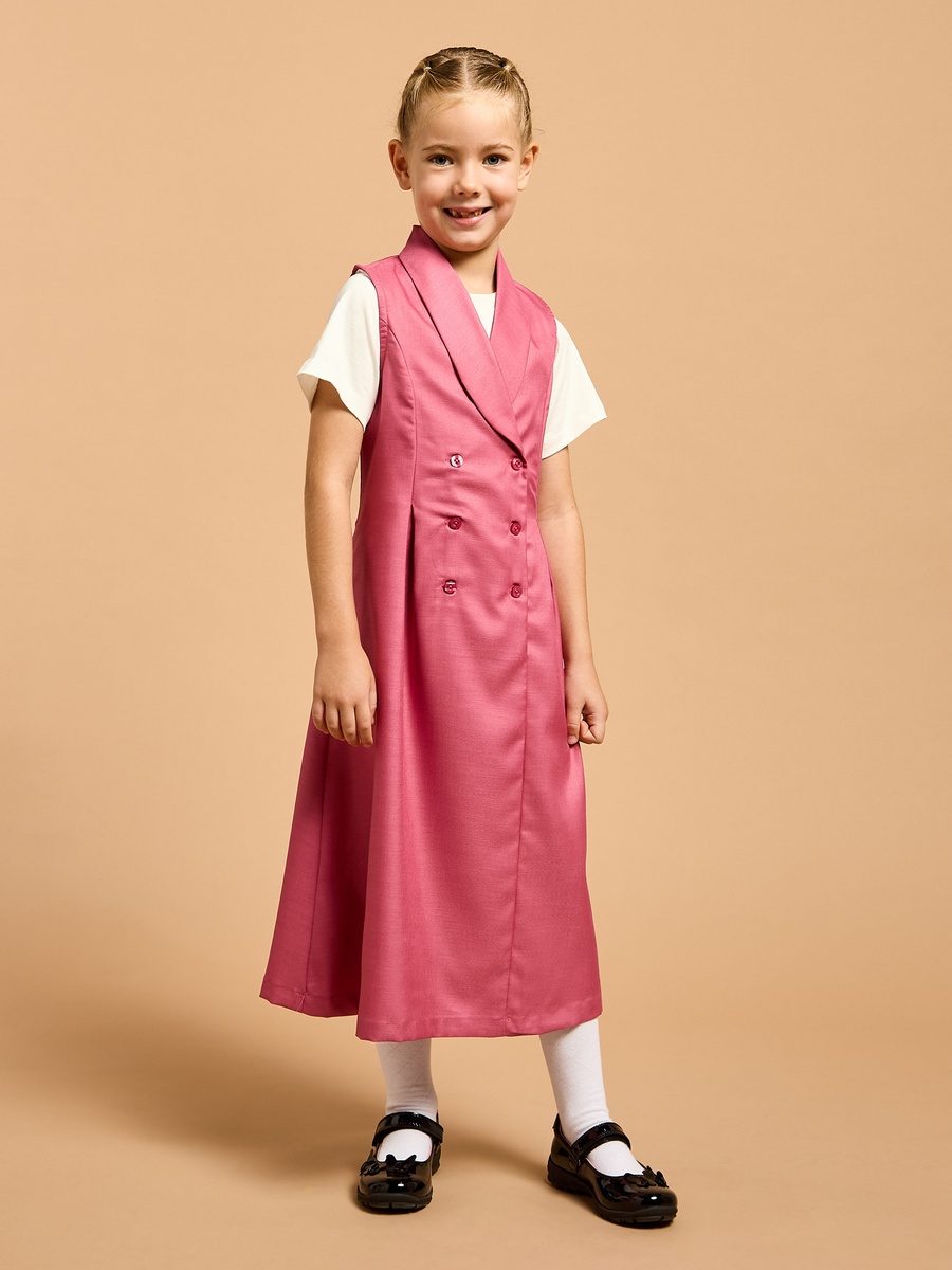 Solid Pinafore Dress with Button Closure