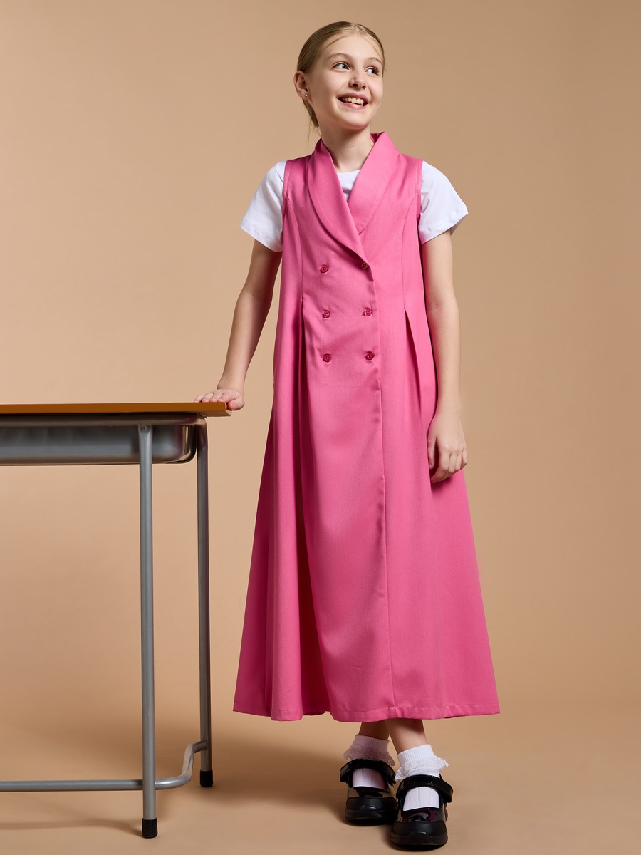 Solid Pinafore Dress with Button Closure