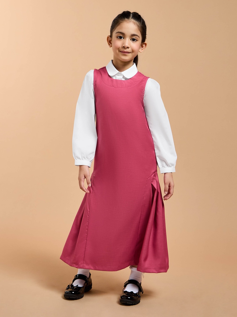 Solid Sleeveless Pinafore Dress with Zip Closure