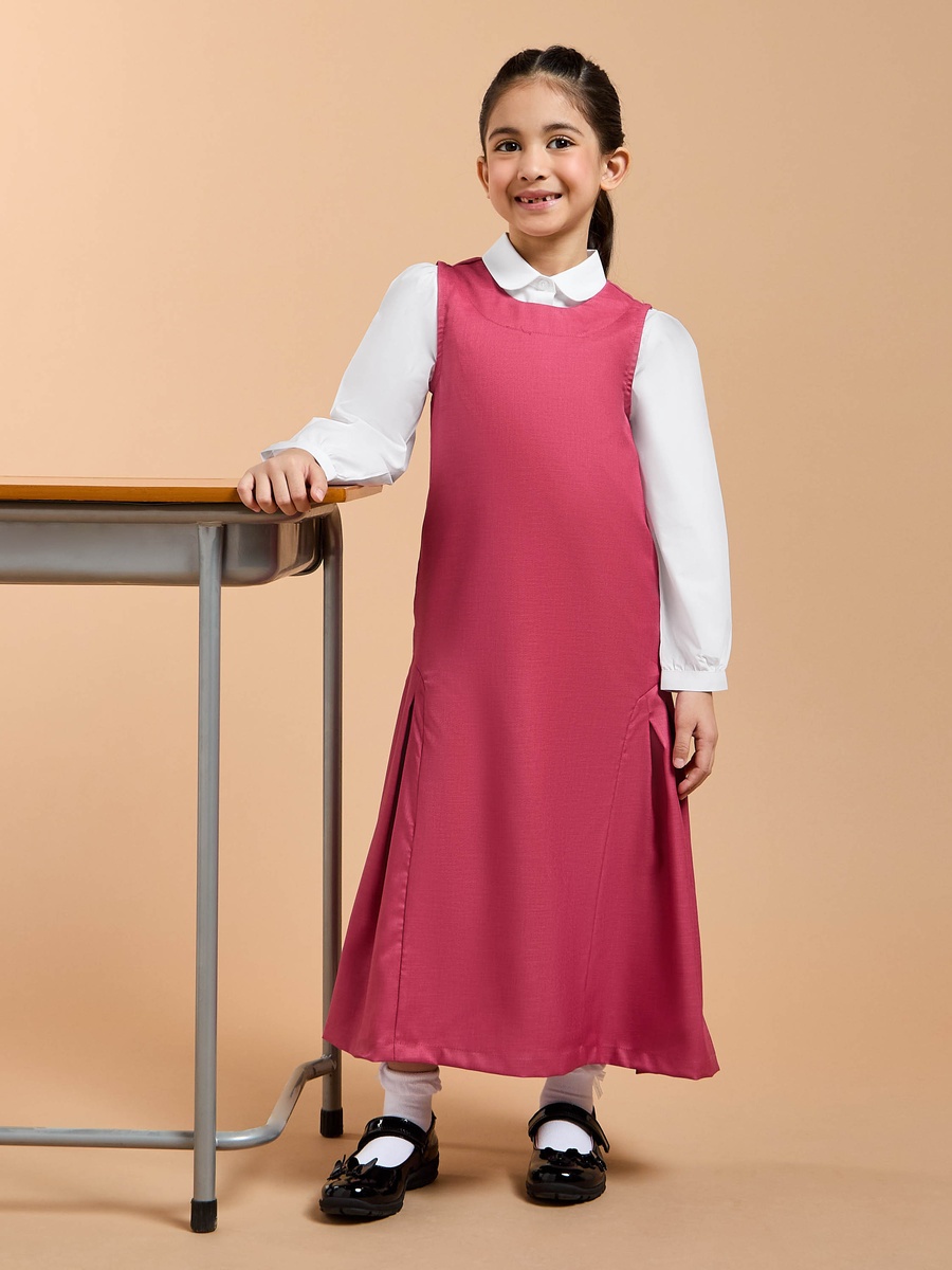 Solid Sleeveless Pinafore Dress with Zip Closure