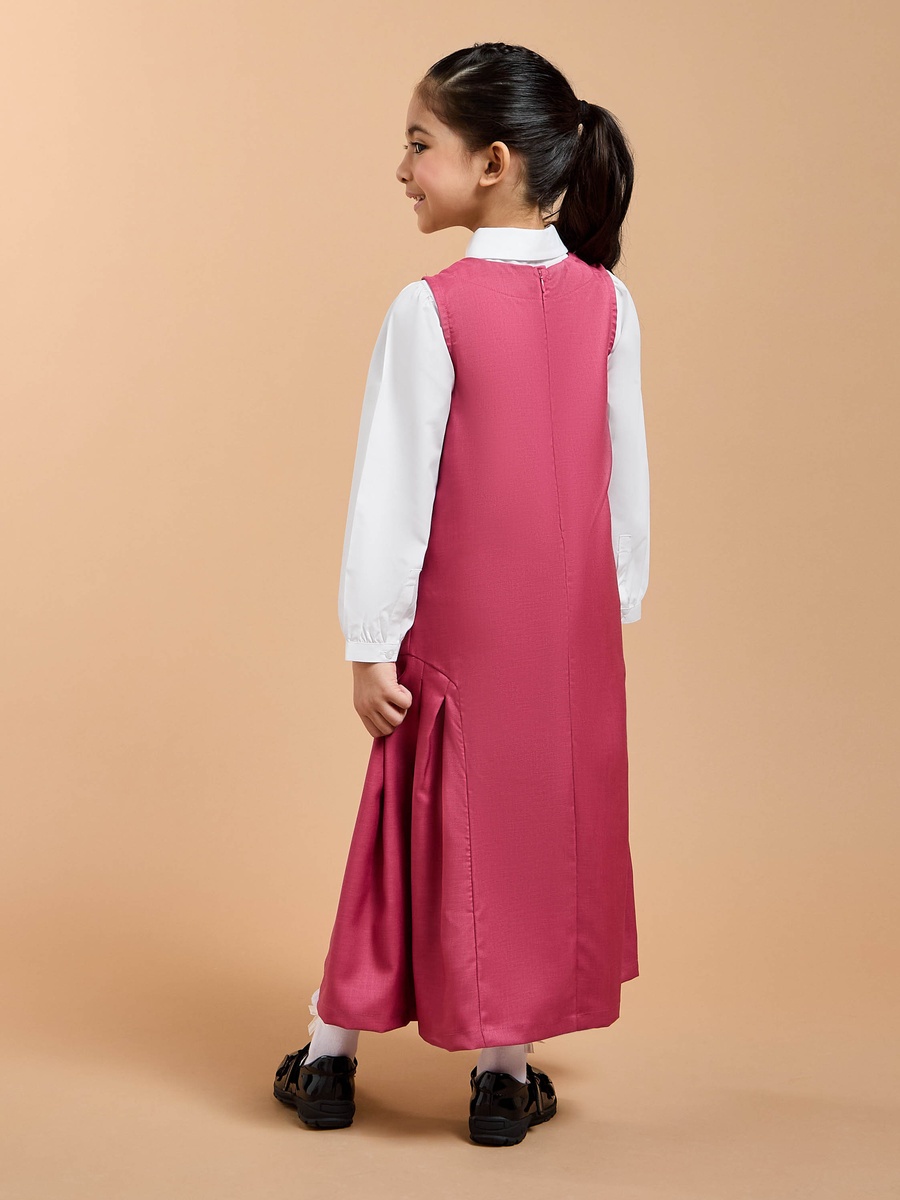 Solid Sleeveless Pinafore Dress with Zip Closure