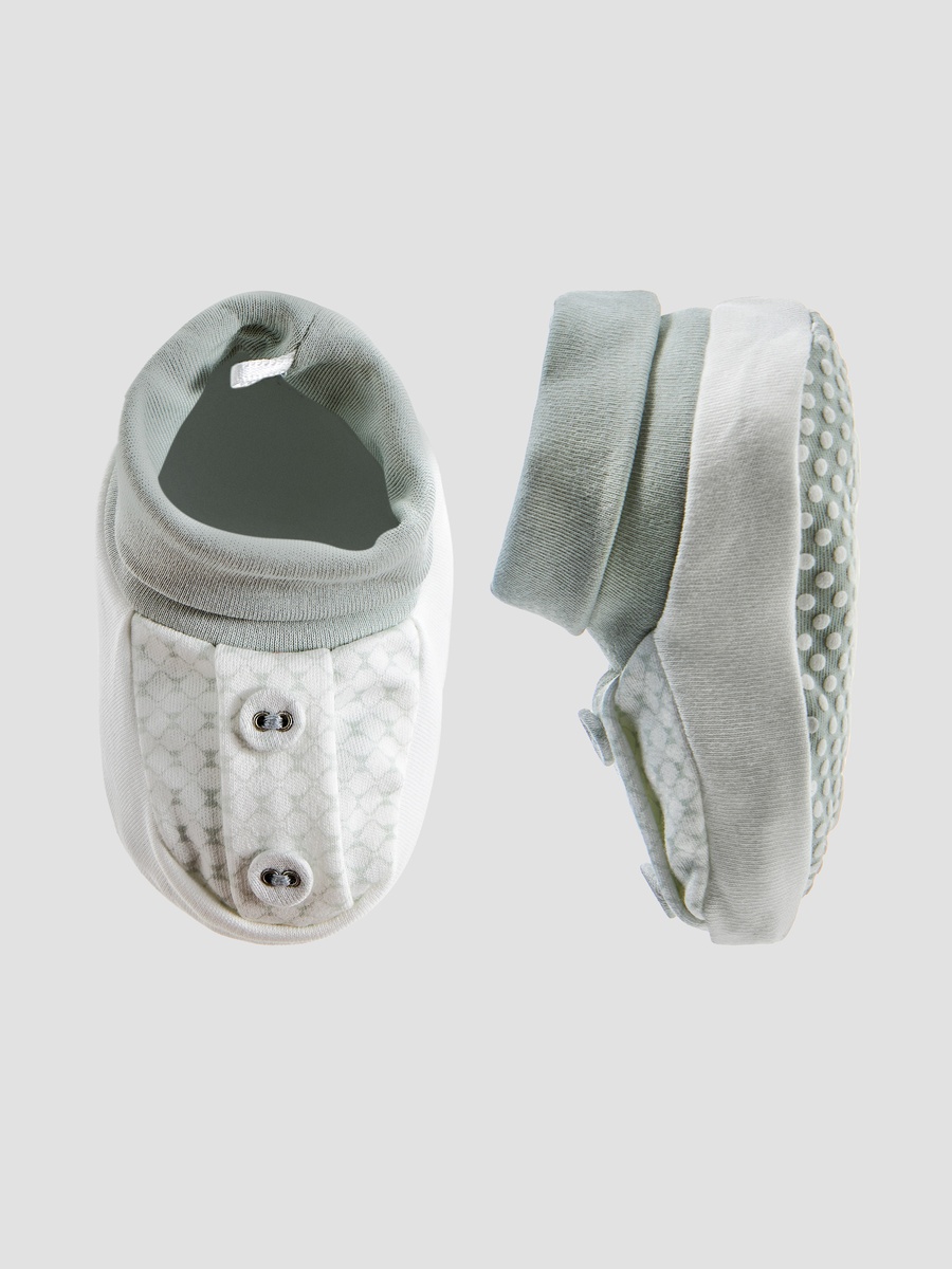 Printed Booties with Button Detail