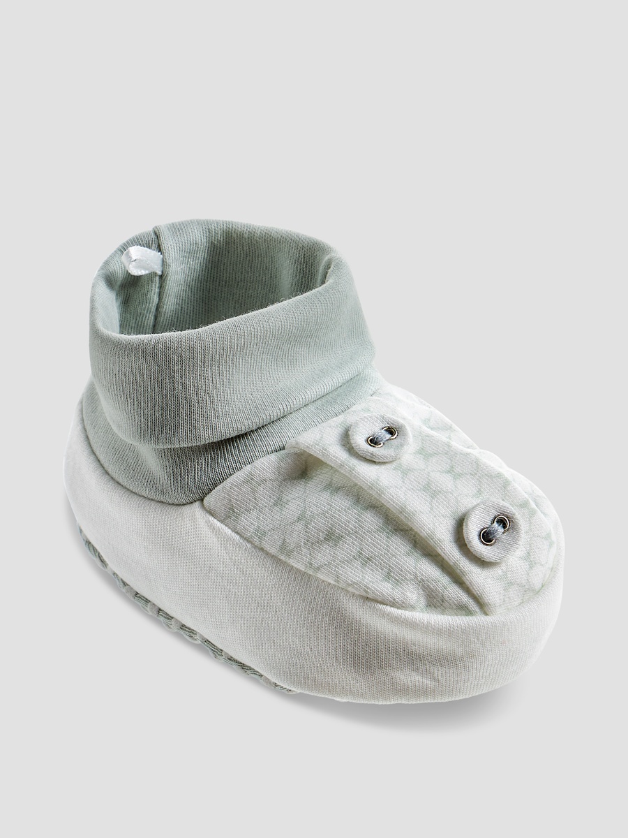 Printed Booties with Button Detail